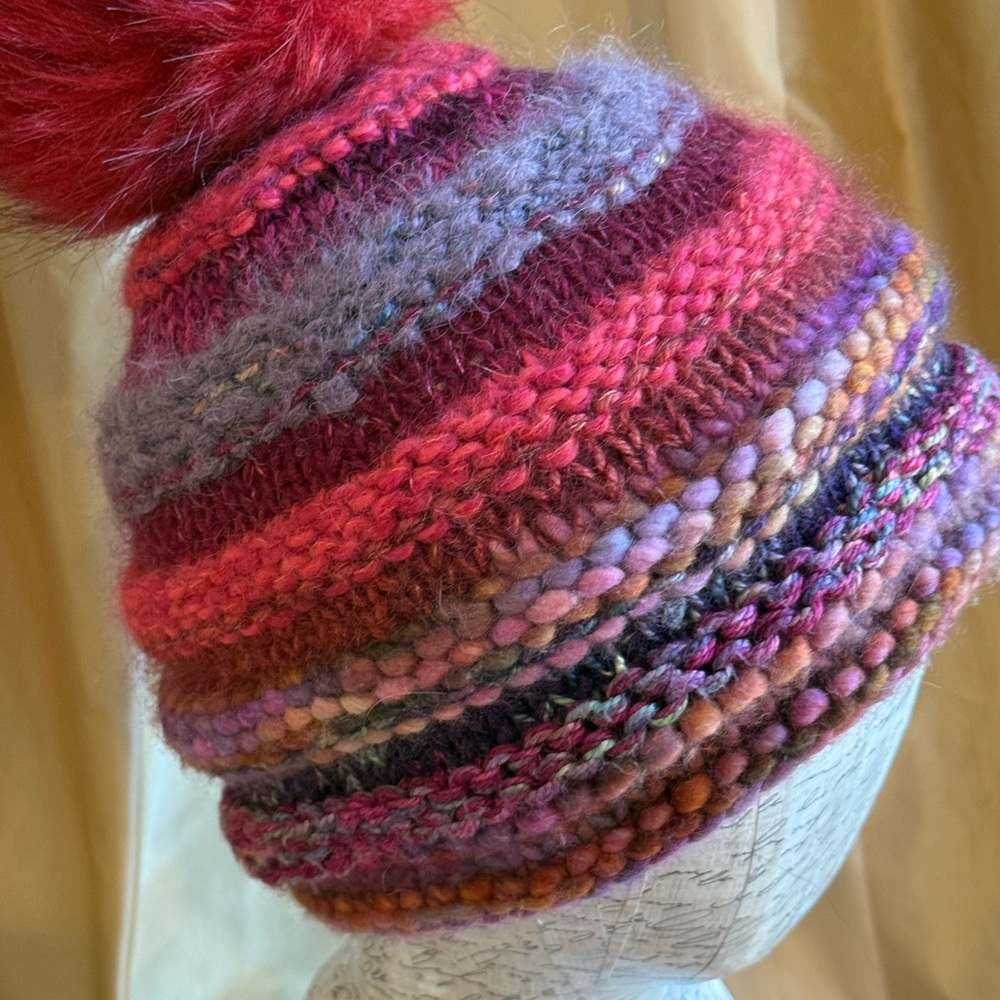 Winter Handmade Multicolor Knit Pom-Pom Beanie